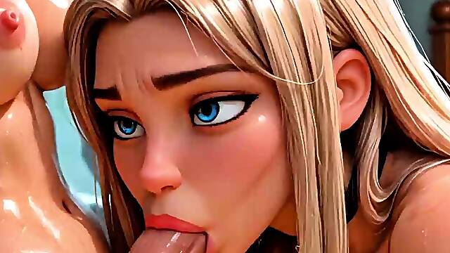 Hot shemales mouth works thick shaft before wild ride (AI)
