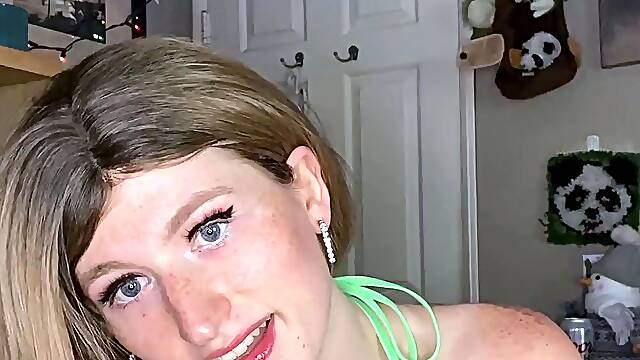 Bikini modeling with a girl dick