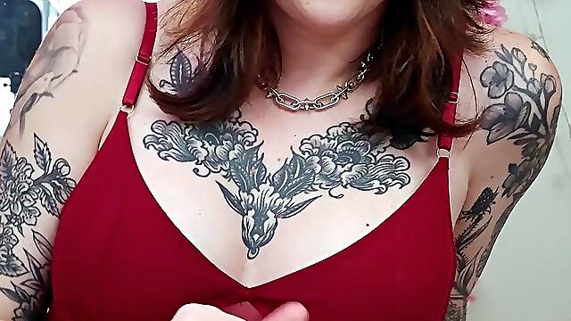 Busty Goth Trans Girl Sneaks away from Christmas Party to