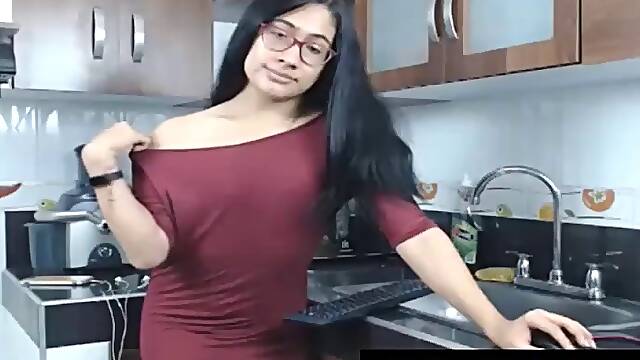 Shemale flashes her ass with a big hard dick