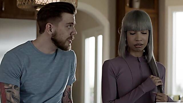 Skinny Tbabe gets ass fucked in the kitchen