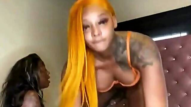 Hot thick ebony trans impregnates her gf