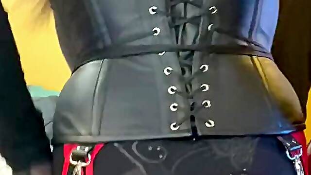 Black & Crimson Patent Leather Romp w Dee Angels