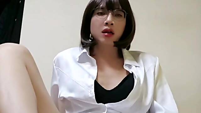 【Ladyboy】Ting Xuan office woman ass fucking bang-out on high high-heeled shoes