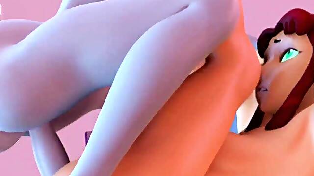 Raven Futa porks Starfire packing her with milk
