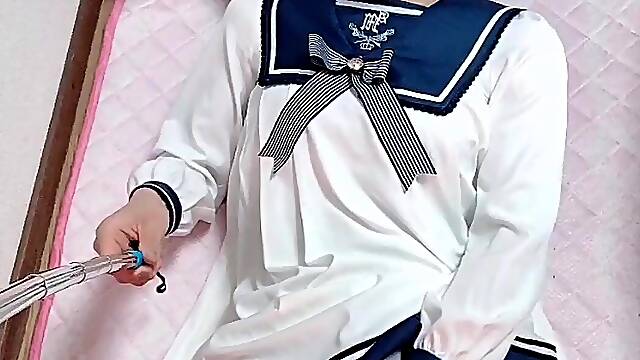 Nappy getting off.おもらし帰宅後のおむつオナニー男の娘 2回戦