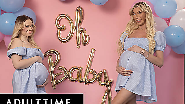 ADULT TIME - Horny Pregnant Besties Rylee Blake T-Girl Aubrey Kate Threesome WIth Cheating Hubby