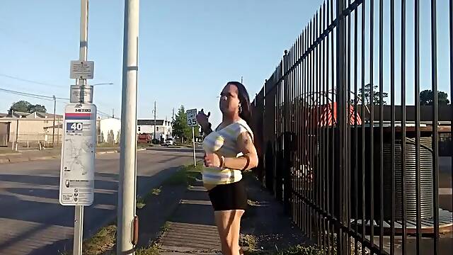Crossdresser Slut Bianca At Bus Stop