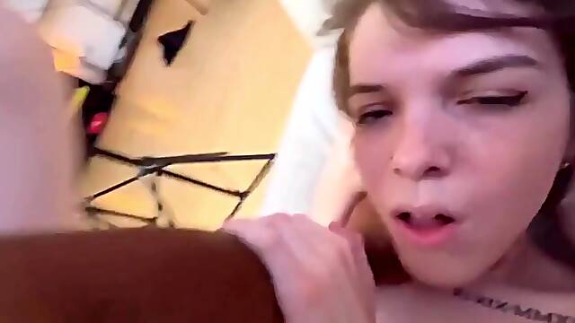 Hot pale femboy loves painal by her black date