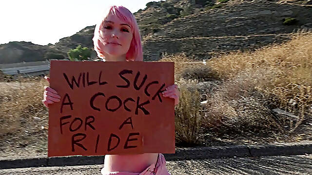 Skinny ts Claire Tenebrarumc hitch ride blowjobs drivers cock