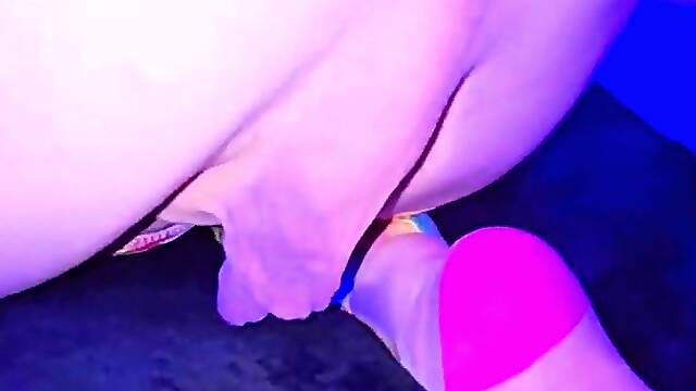 69 in a neon body stocking POV doggy creampie with TS Diana Deelight in socks.