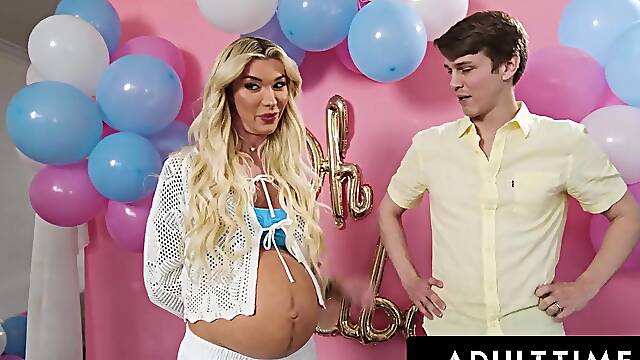 ADULT TIME - Excited Preggo Besties Rylee Blake & T-Angel Aubrey Kate 3some WIth Cheating Hubby!