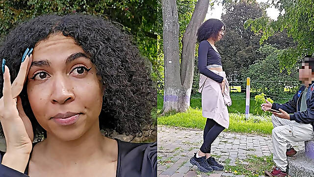 Going Outside to ask a guy to let me give him a blowjob (English subtitles)