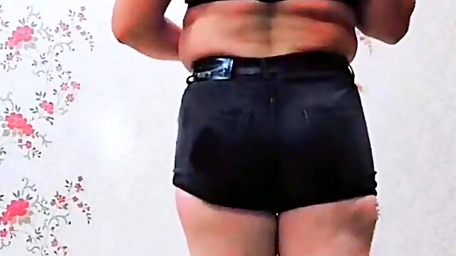 Hunk to angel tgirl blue petticoat white legs