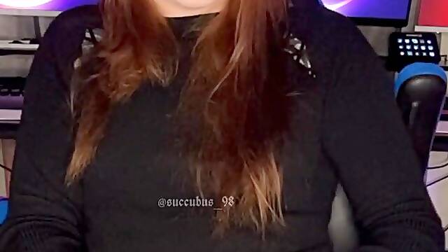 Concupiscent gamer hotty takes a break from gaming to play with her GIANT GIRLCOCK, OF: succubus_98