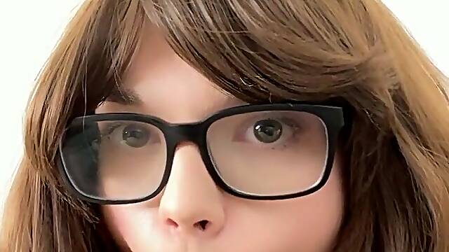 Cute crossdresser can’t stop sucking off their beloved vibrator