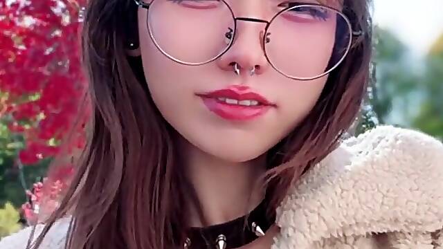 SFW* Cute face kitty sissy Tongue Piercings smokin' outdoors