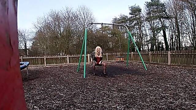 Enjoying flashing around city