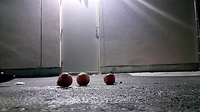 Shiny Ebony Boots Crushing Oranges - Preview