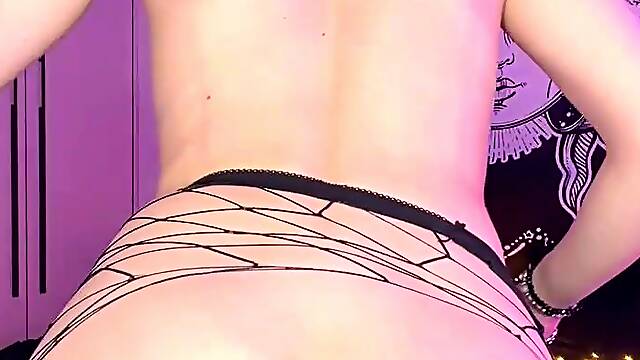 Thick booty shoved back as that babe takes it unfathomable underneath purple lights