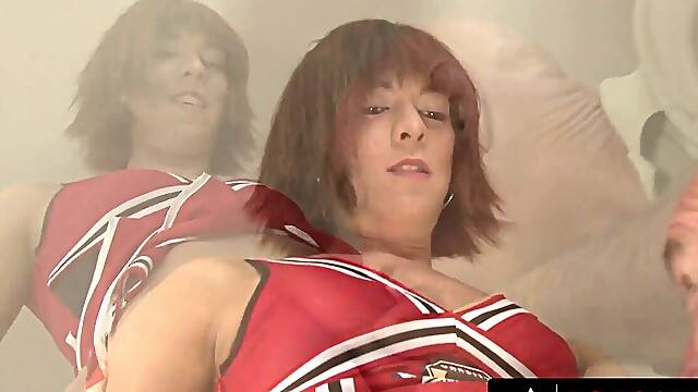 DEVILS TGIRLS - Trans Cheerleader And A boy Take Turns nailing Their puckers