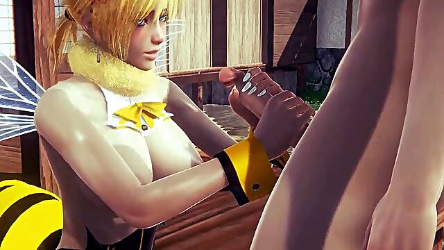 Final wish Yaoi babe Bee Cloud Trans handjob and sans a condom
