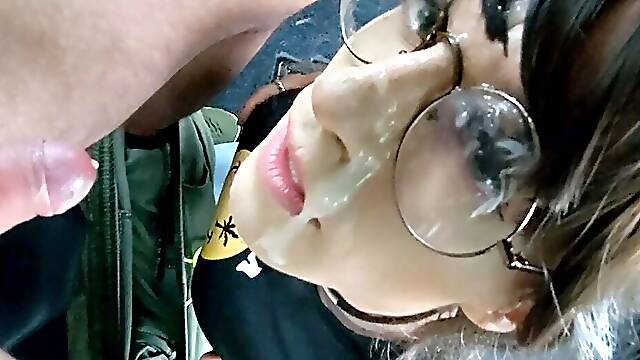 Tranny gets facial after blowjob in car! This should be proudly presented!! POV