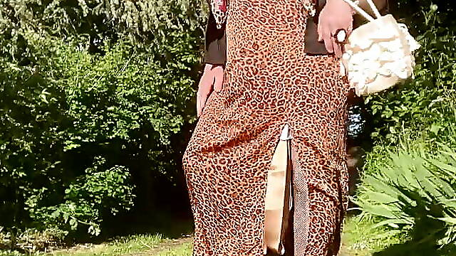 Dressed with a leopard dress for a night out