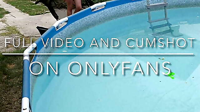 Cute femboy playing with dildo and cock in the pool