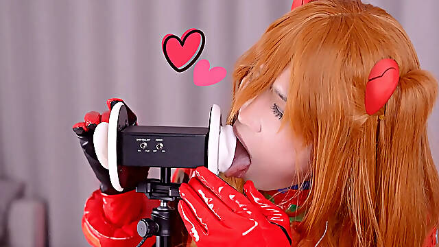 ASMR Evangelion Asuka, Ear licking, Mouth sounds, Tapping, No Talking, Visual ASMR