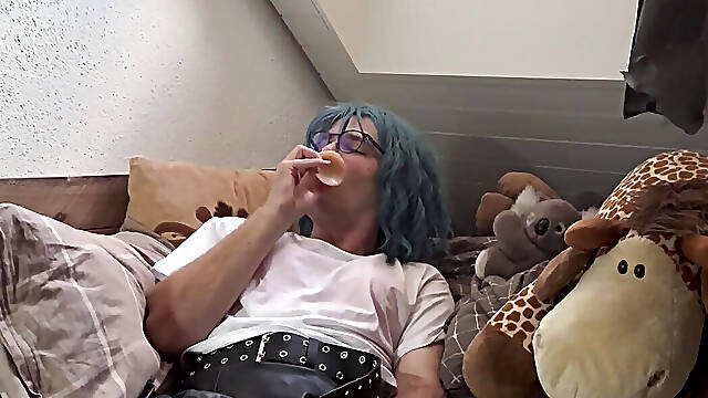 Nerdy Sissy Girl Anna: Sucking, Fucking, Riding &amp; short Ass to Mouth with Dildo - Amateur Solo Porn