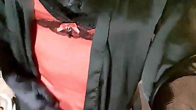 Feeling very naughty in lingerie and my favorite red satin night dress