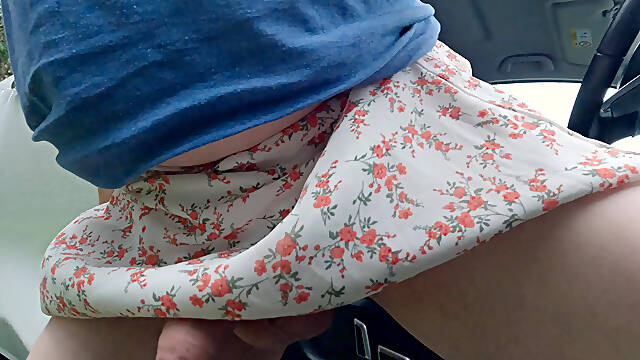 Straight guys goes out in a skirt and panties with his exposed cock