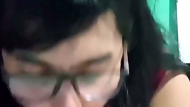 Sucking a Huge Dildo