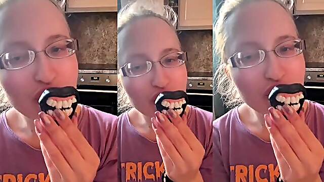 ASMR Vampire Teeth Lollipop Licking listen in headphones